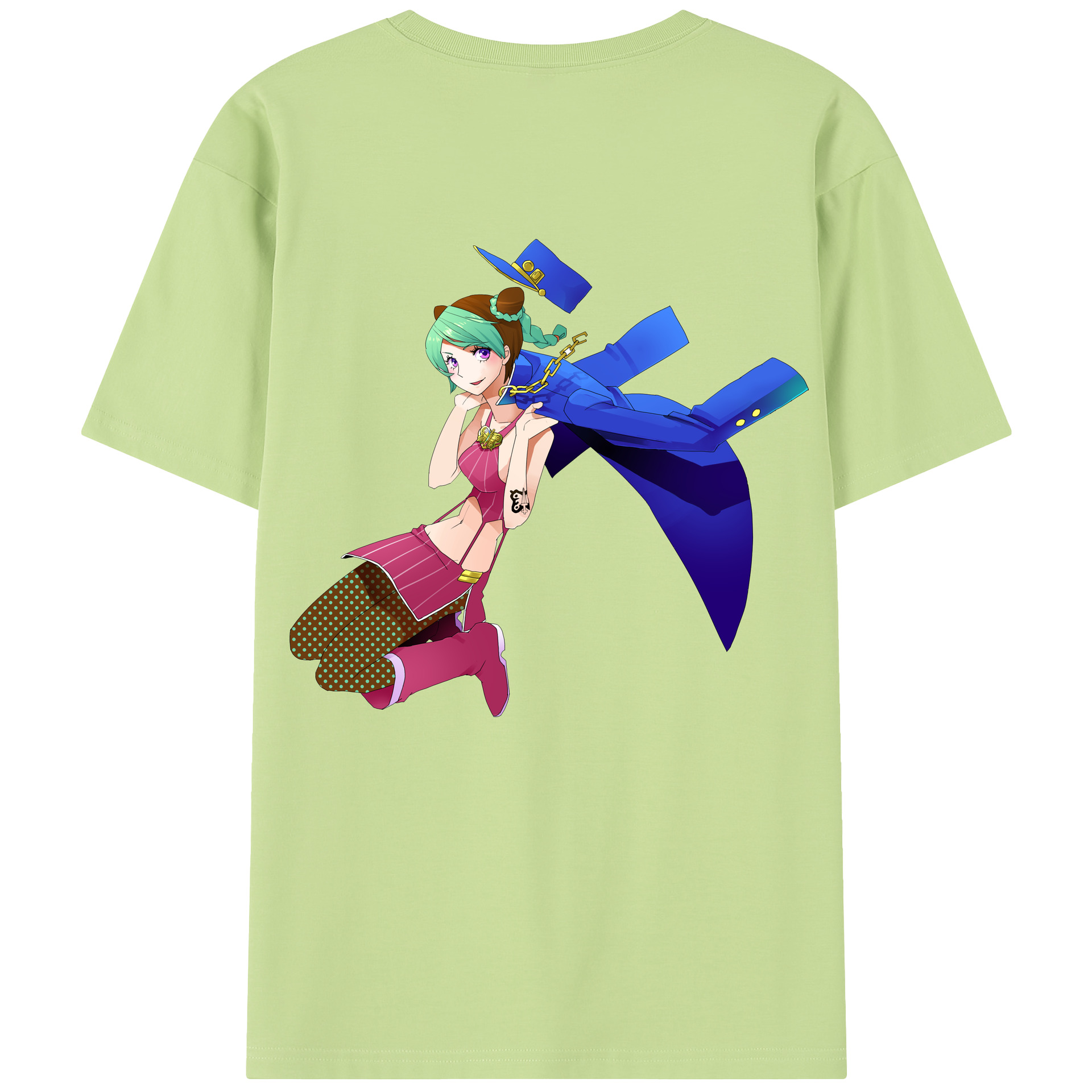 （画像用） "ジョジョの奇妙な冒険 くうじょう ジョリーン JoJo's Bizarre Adventure Jolyne Cujoh " 綿100％半袖Tシャツ（背面プリント）